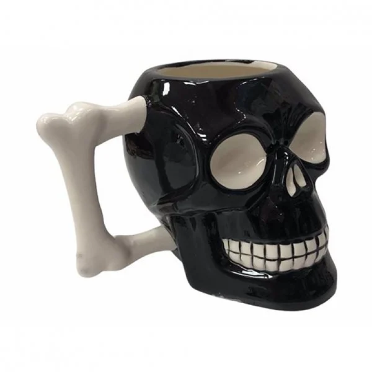 3D Κεραμική Κούπα 350ml Κρανίο Σκελετού Ασπρόμαυρο