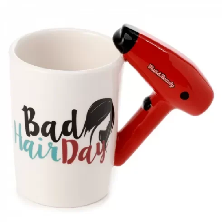 3D Κεραμική Κούπα 400ml με Λαβή Πιστολάκι Bad Hair Day