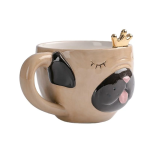 3D Κεραμική Κούπα 500ml Σκυλάκι Pug με Στέμμα