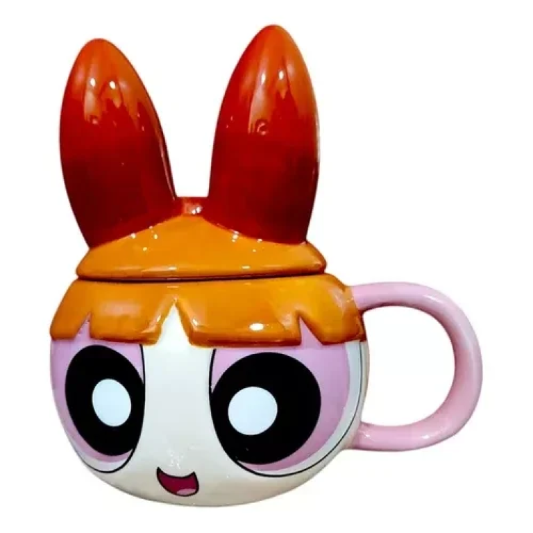 3D Κεραμική Κούπα Γυαλιστερή 350ml με Καπάκι Blossom Powerpuff Girls