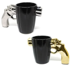 3D Κεραμική Κούπα Γυαλιστερή 350ml Περίστροφο Revolver Μαύρο/Ασημί