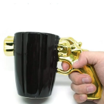 3D Κεραμική Κούπα Γυαλιστερή 350ml Περίστροφο Revolver Μαύρο/Ασημί