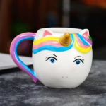 3D Κεραμική Κούπα με Καπάκι 400ml Κεφάλι Μονόκερος Πολύχρωμη