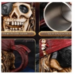 3D Κούπα Μπύρας από Ανοξείδωτο + Ρητίνη 450ml Κρανίο Πειρατή