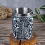 3D Κούπα Μπύρας από Ανοξείδωτο + Ρητίνη 450ml Μεσαιωνική Ιππότες