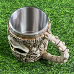 3D Κούπα Μπύρας από Ανοξείδωτο + Ρητίνη 450ml Μεσαιωνική Κρανίο