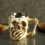 3D Κούπα Μπύρας από Ανοξείδωτο + Ρητίνη 450ml Μεσαιωνική Skull and Bones
