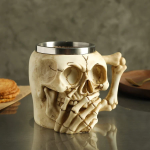 3D Κούπα Μπύρας από Ανοξείδωτο + Ρητίνη 450ml Μεσαιωνική Skull and Bones