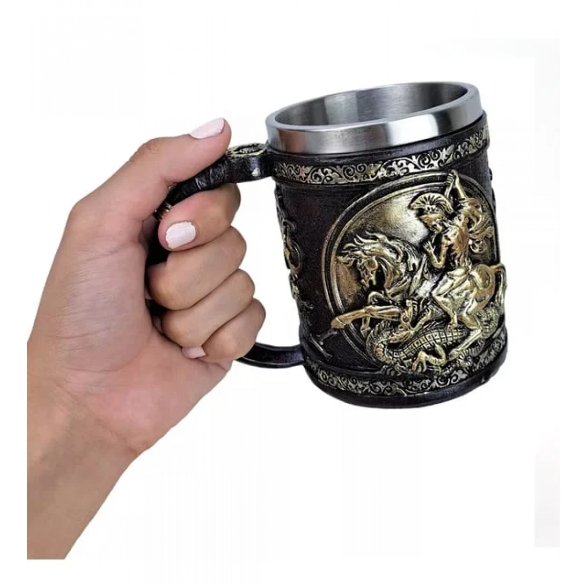 3D Κούπα Μπύρας από Ανοξείδωτο + Ρητίνη 500ml Μέγας Αλέξανδρος