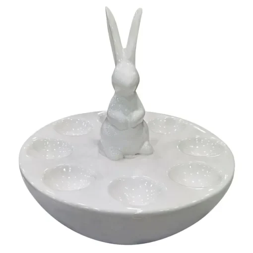 Αυγοθήκη Κεραμική Λευκή Όρθιος Λαγός 23x22cm Bunny's 932233