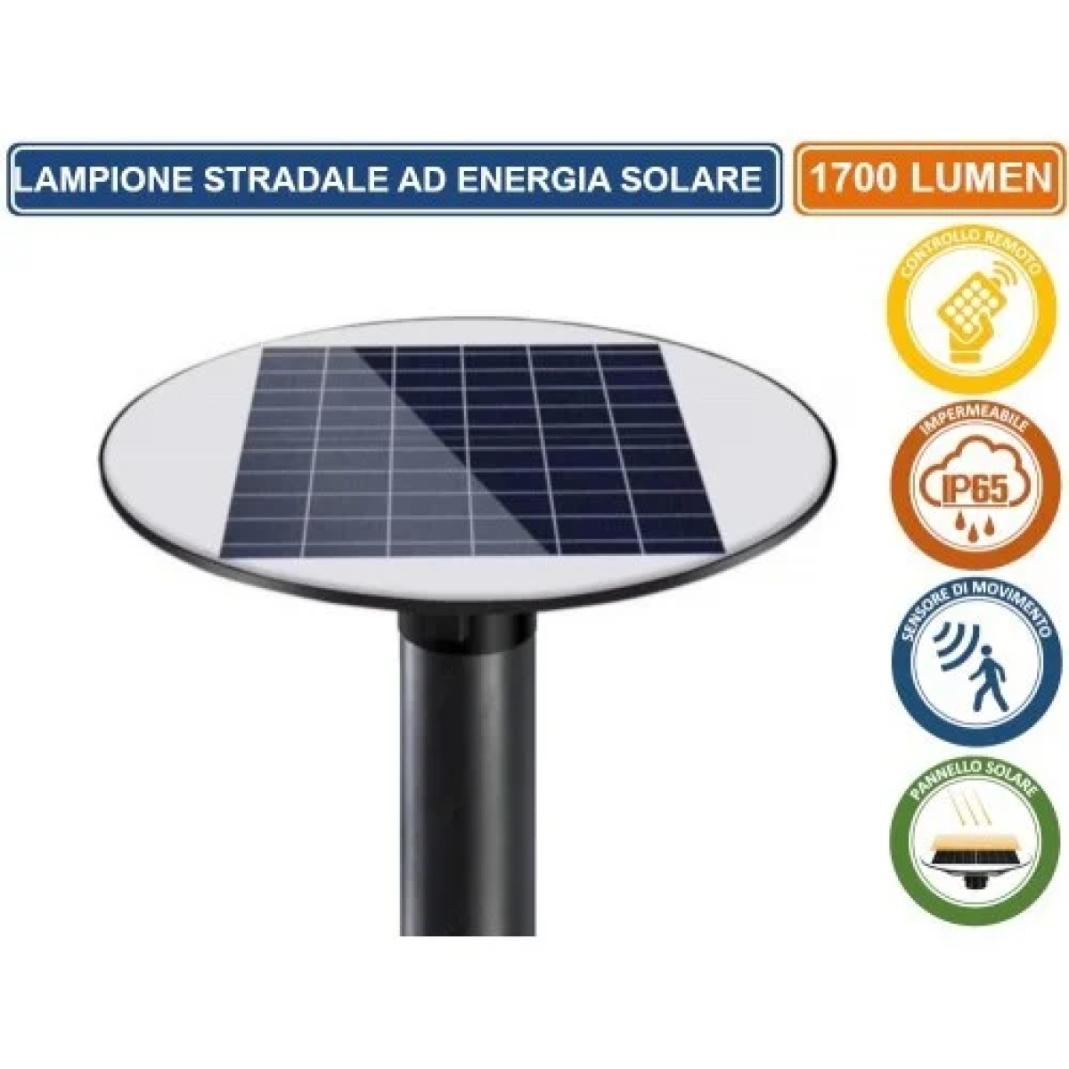 Αδιάβροχο Ηλιακό Φωτιστικό Δρόμου LED 170W Universo LT112-200-7000K