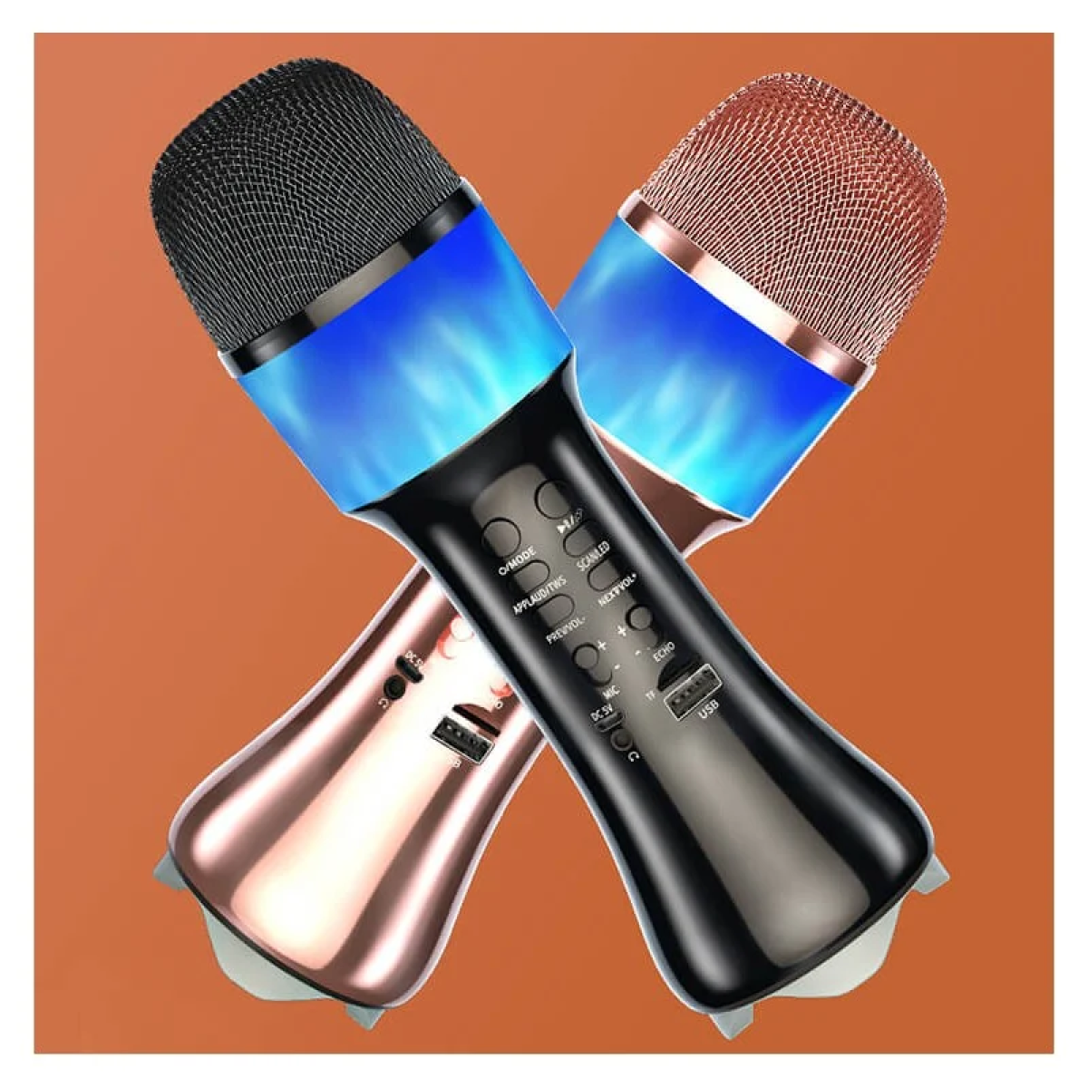 Ασύρματο Μικρόφωνο Karaoke με ενσωματωμένο ηχείο & led light Q99 Μαύρο
