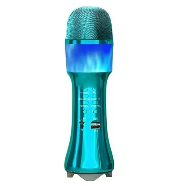 Ασύρματο Μικρόφωνο Karaoke με ενσωματωμένο ηχείο & led light Q99 Τιρκουάζ