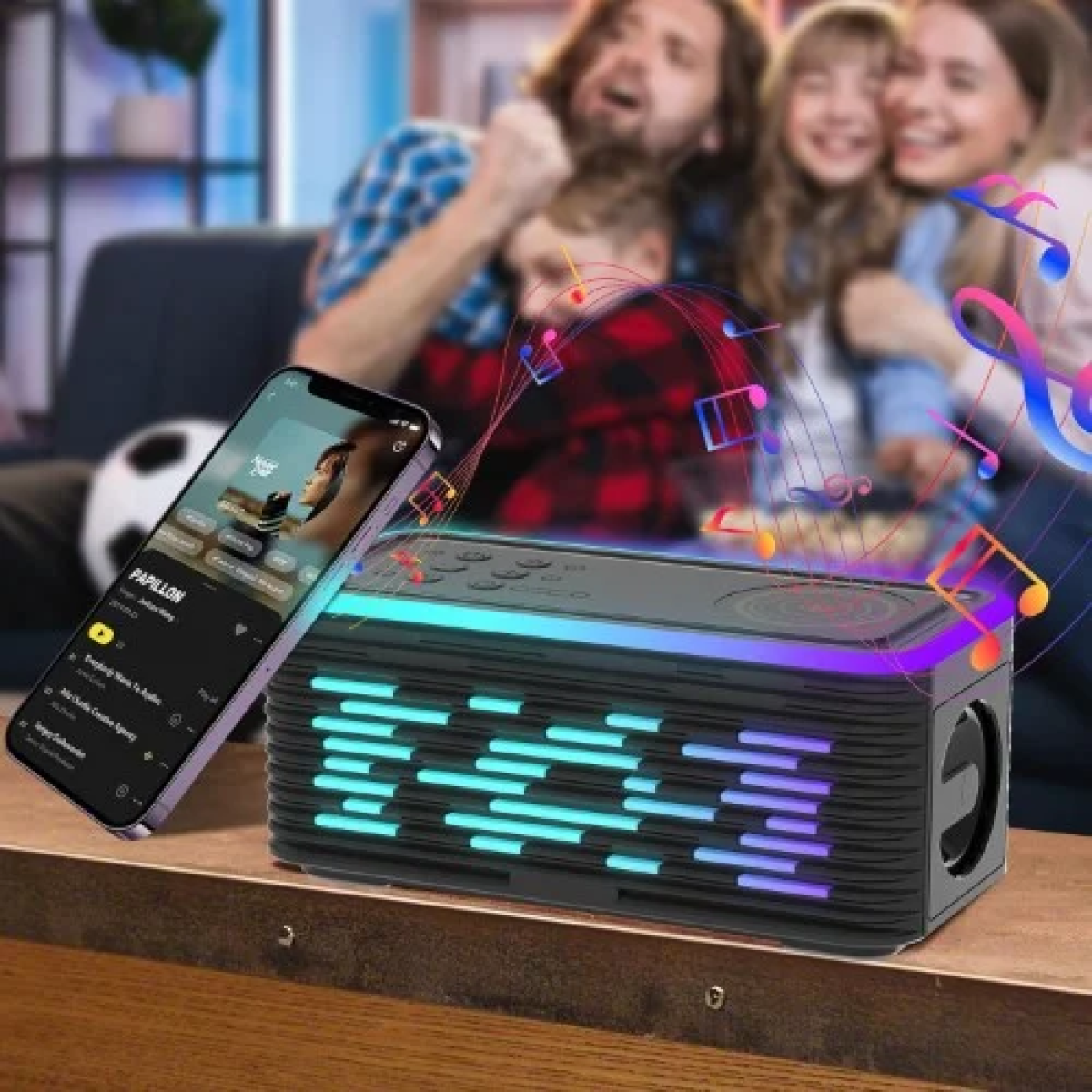 Ασύρματος φορτιστής με ηχείο Bluetooth & νυχτερινό φως RGB 15W - Υ19 Μαύρο