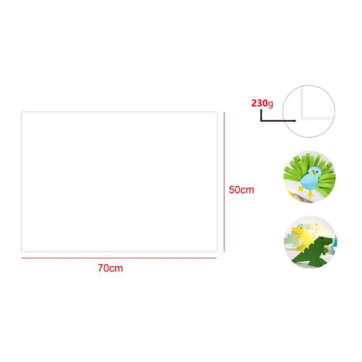 Χαρτόνι Χειροτεχνίας 50x70cm 230gr, 25 φύλλα Λευκό (MU072-6)