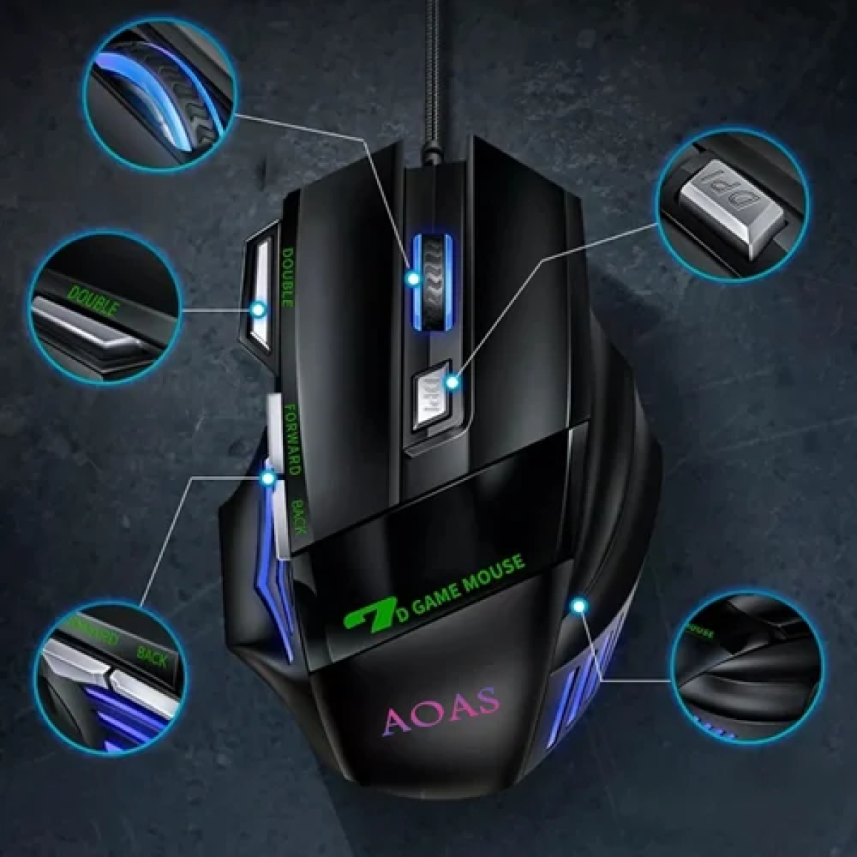 Ενσύρματο ποντίκι Gaming υπολογιστή K90 AOAS - μαύρο - Image 2
