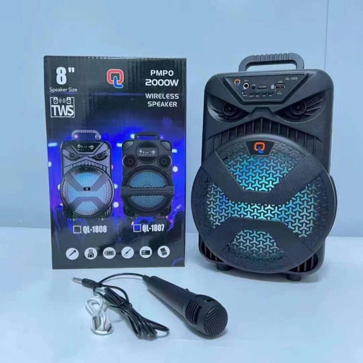 Επαναφορτιζόμενο ασύρματο ηχείο Bluetooth 8" μαύρο 10W QL-1808