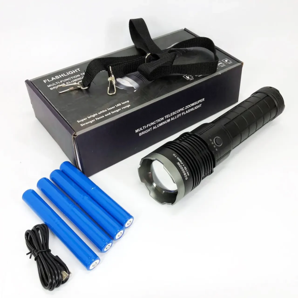 Επαναφορτιζόμενος Φακός Αλουμινίου LED με Laser, Power Bank, Ζουμ SP68