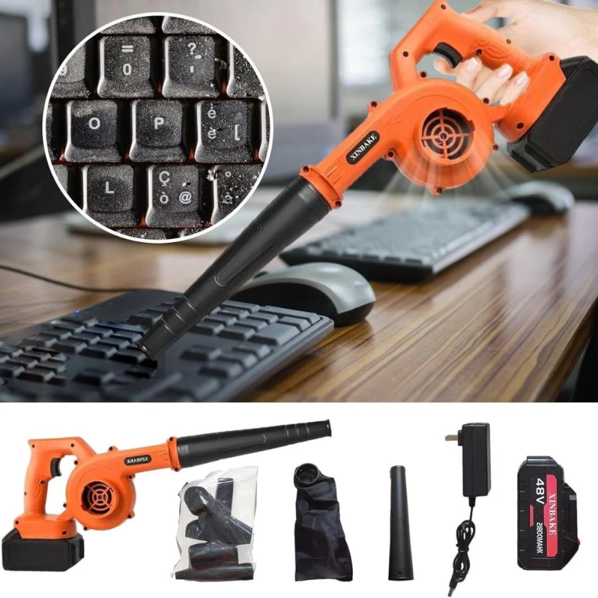 Επαναφορτιζόμενος Φυσητήρας / Απορροφητήρας Μπαταρίας Χειρός με Ρύθμιση Έντασης Μαύρο