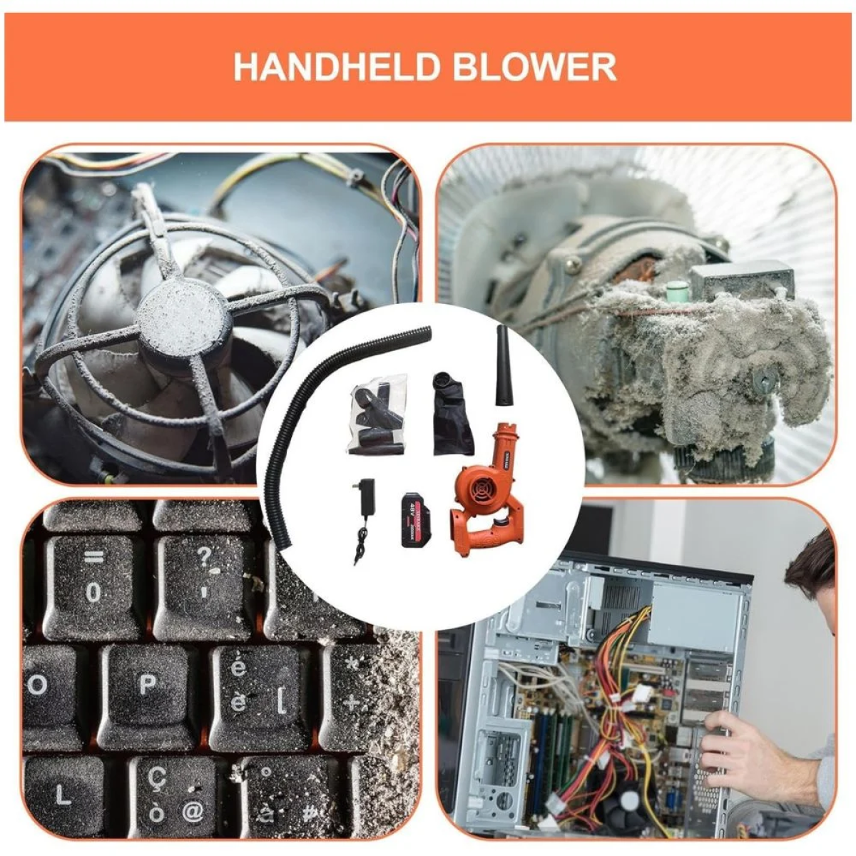 Επαναφορτιζόμενος Φυσητήρας / Απορροφητήρας Μπαταρίας Χειρός με Ρύθμιση Έντασης Μαύρο