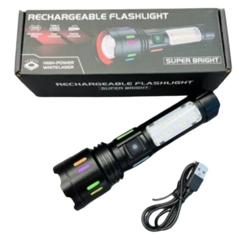 Eπαναφορτιζόμενος Ισχυρός Φακός με Ζουμ & Ενσωματωμένο Πλευρικό Φως 917