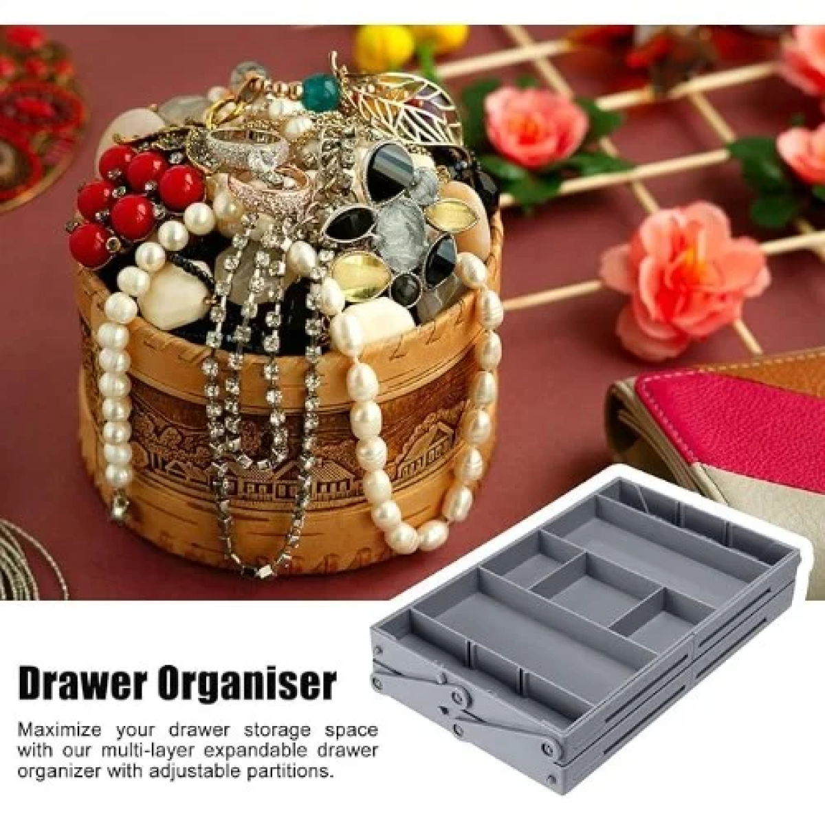 Επεκτάσιμο Έξυπνο Συρτάρι 2 Επιπέδων Smart Drawer Γκρι