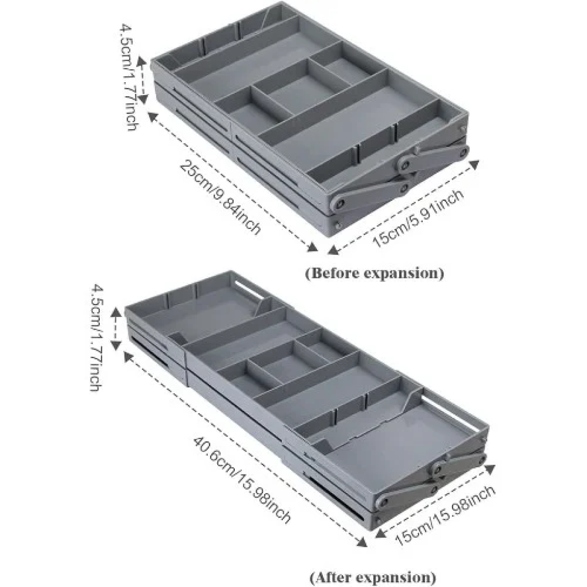 Επεκτάσιμο Έξυπνο Συρτάρι 2 Επιπέδων Smart Drawer Γκρι