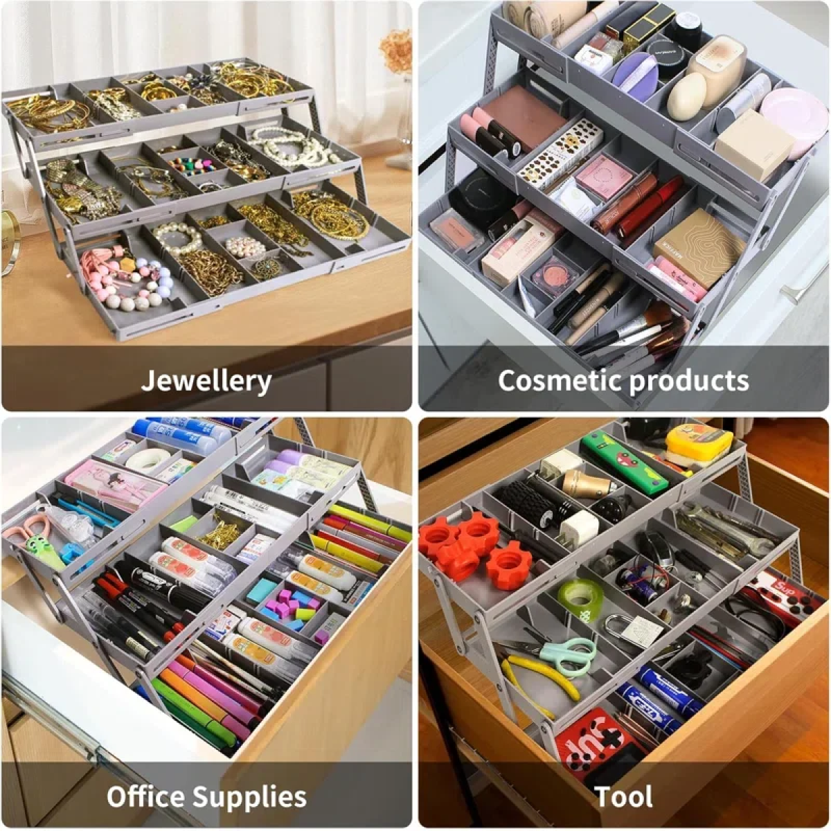 Επεκτάσιμο Έξυπνο Συρτάρι 3 επιπέδων Smart Drawer Γκρι