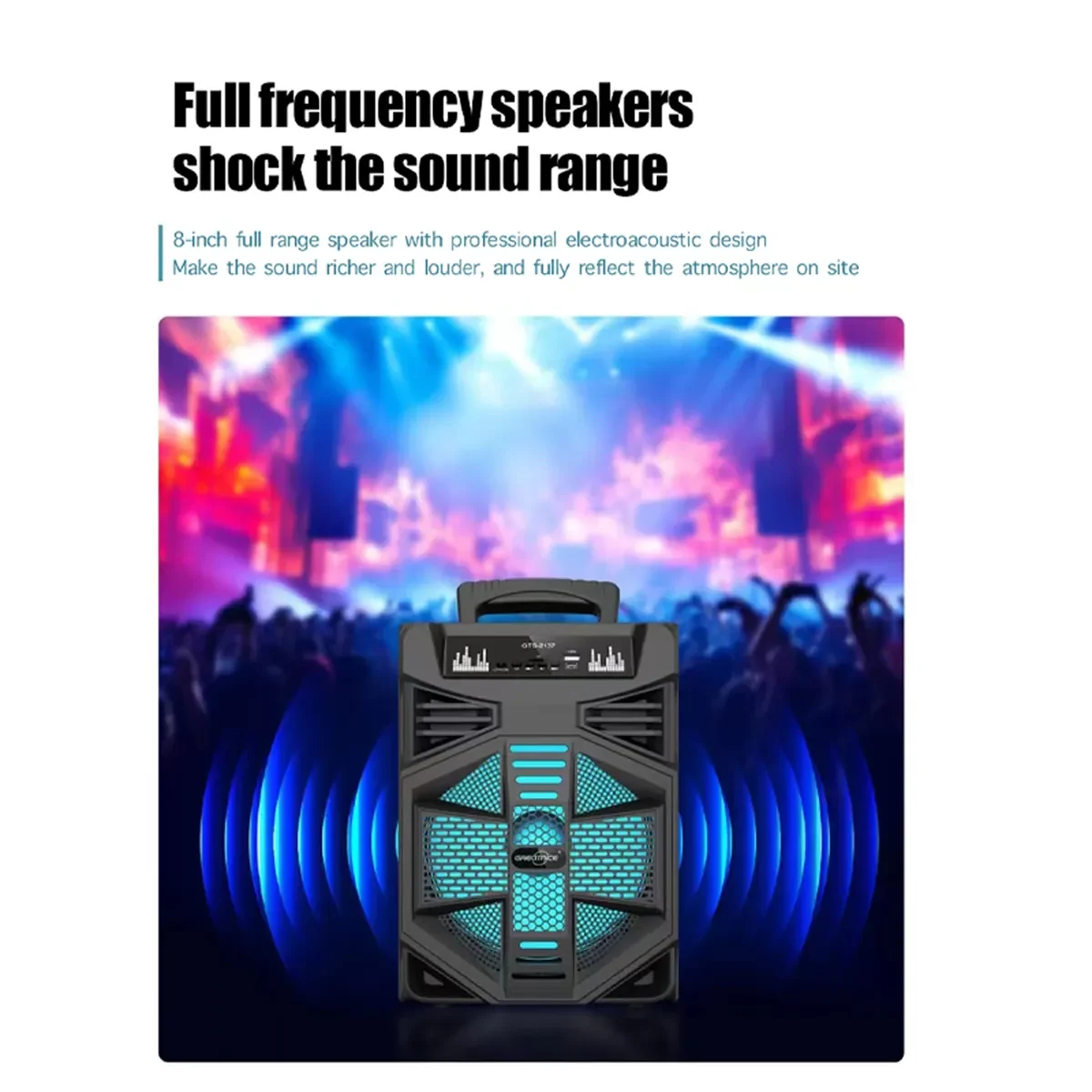 Φορητό Bluetooth Ηχείο Με Μικρόφωνο Και LED φωτισμό GTS-2137