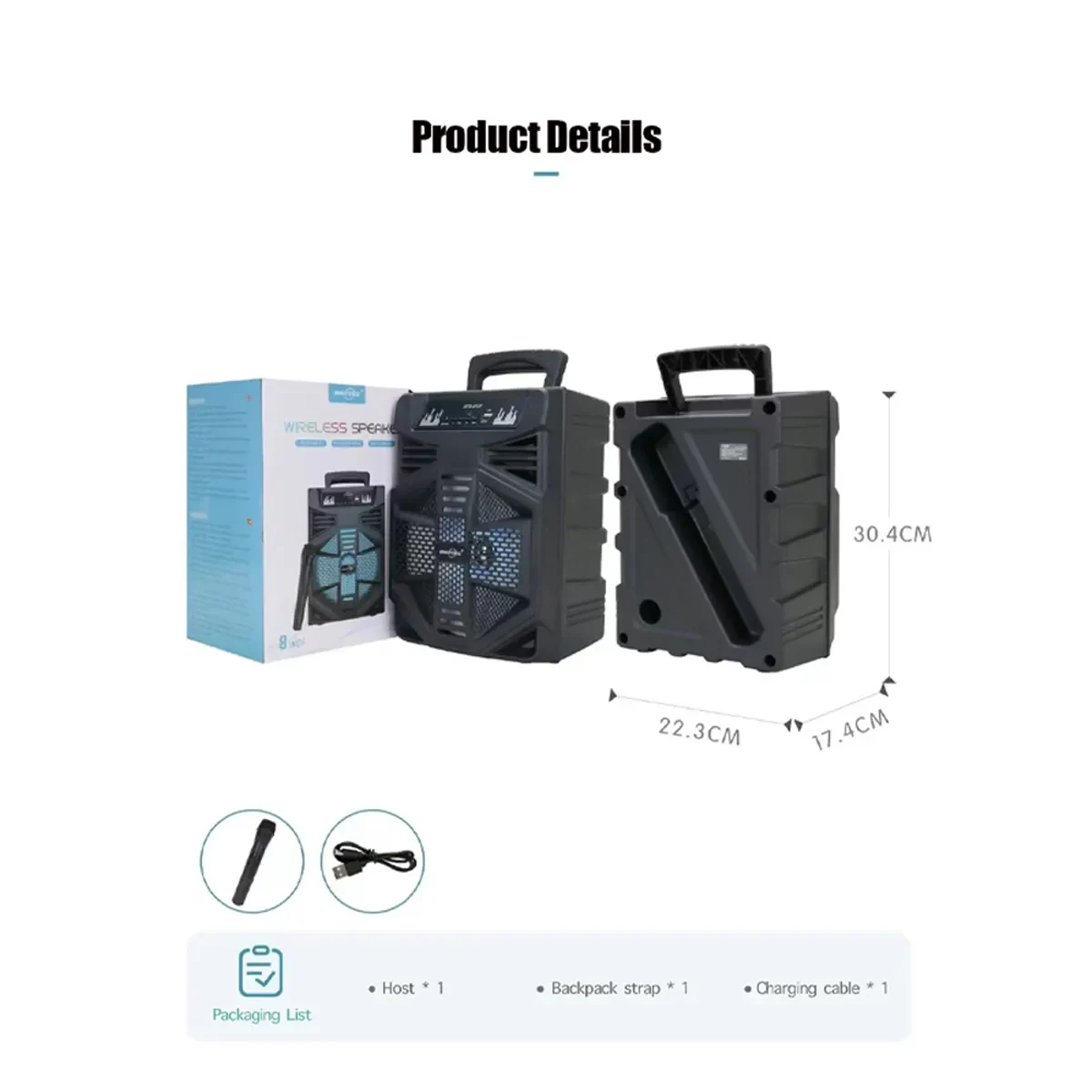 Φορητό Bluetooth Ηχείο Με Μικρόφωνο Και LED φωτισμό GTS-2137
