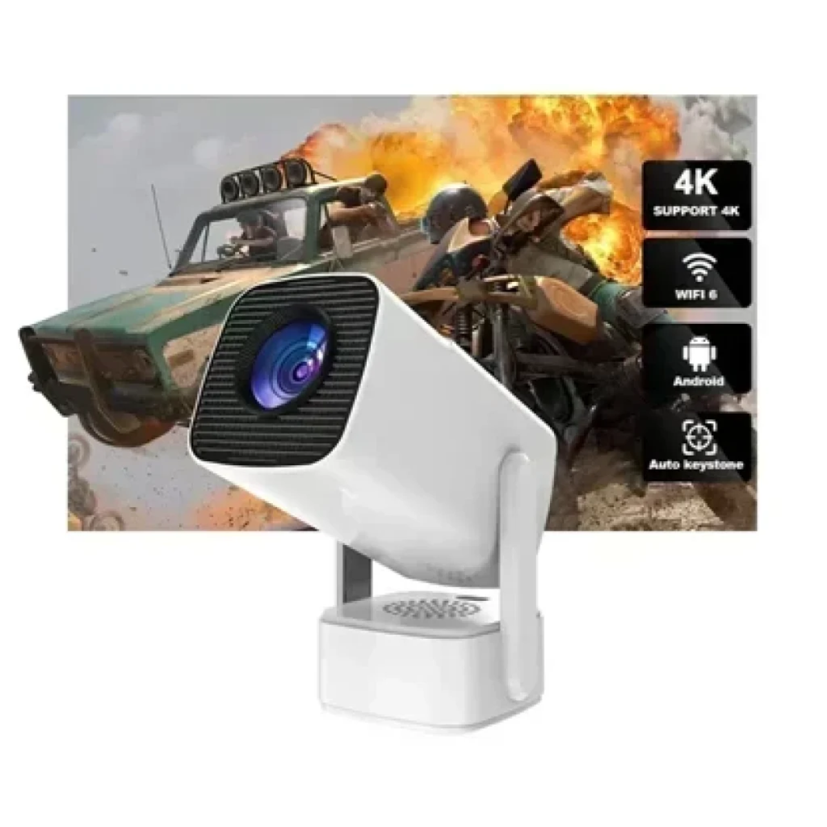 Φορητός Projector 4K HD με Wi-Fi και Ενσωματωμένο Ηχείο Λευκός F800