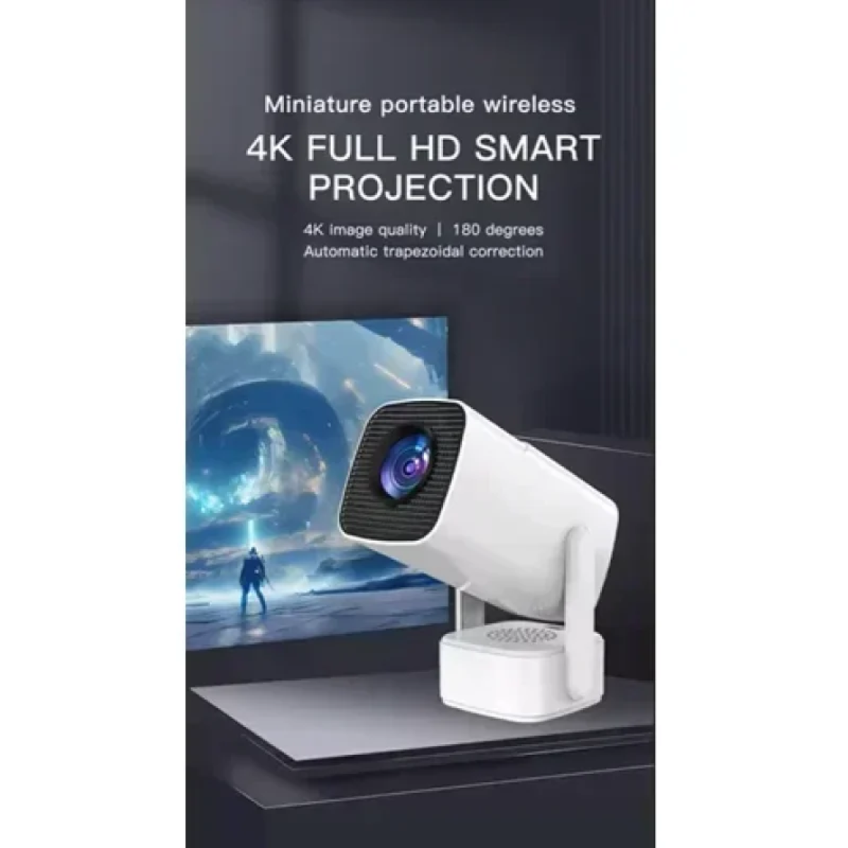 Φορητός Projector 4K HD με Wi-Fi και Ενσωματωμένο Ηχείο Λευκός F800