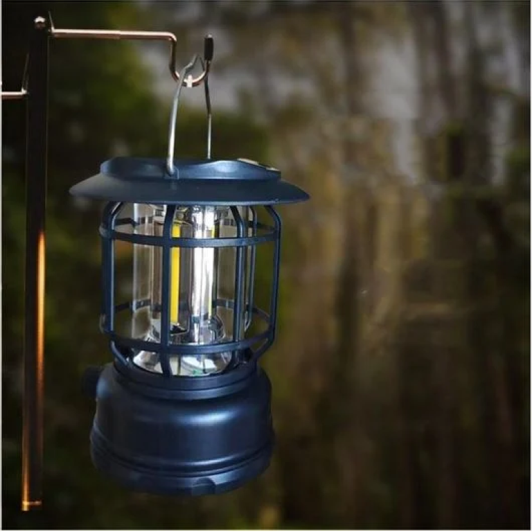 Φωτιστικό φανάρι LED για Camping με γάντζο 200LM θερμό λευκό GB-23 μαύρο