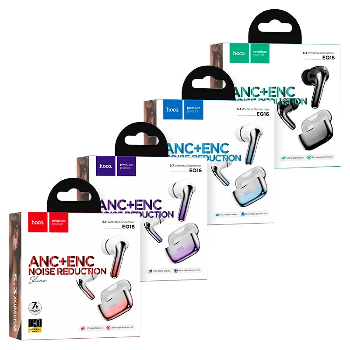 Hoco EQ16 Shine In-ear Bluetooth Handsfree Ακουστικά με Θήκη Φόρτισης Black Glaze