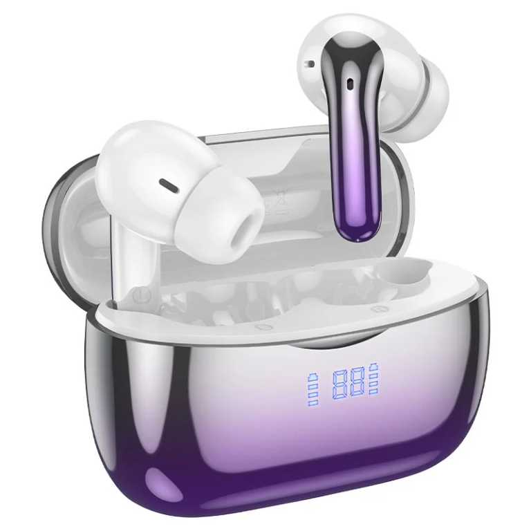 Hoco EQ16 Shine In-ear Bluetooth Handsfree Ακουστικά με Θήκη Φόρτισης Purple Glaze