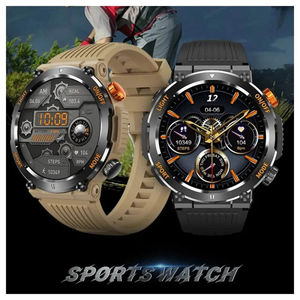 HT17 Smartwatch με Παλμογράφο Μπεζ