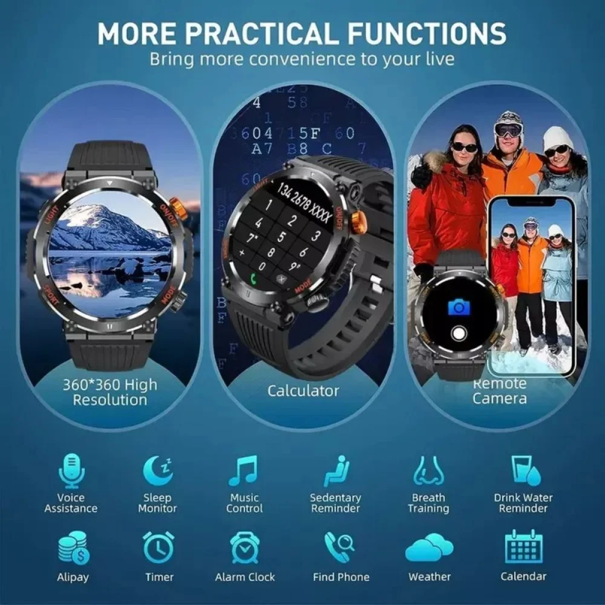 HT17 Smartwatch με Παλμογράφο Μαύρο