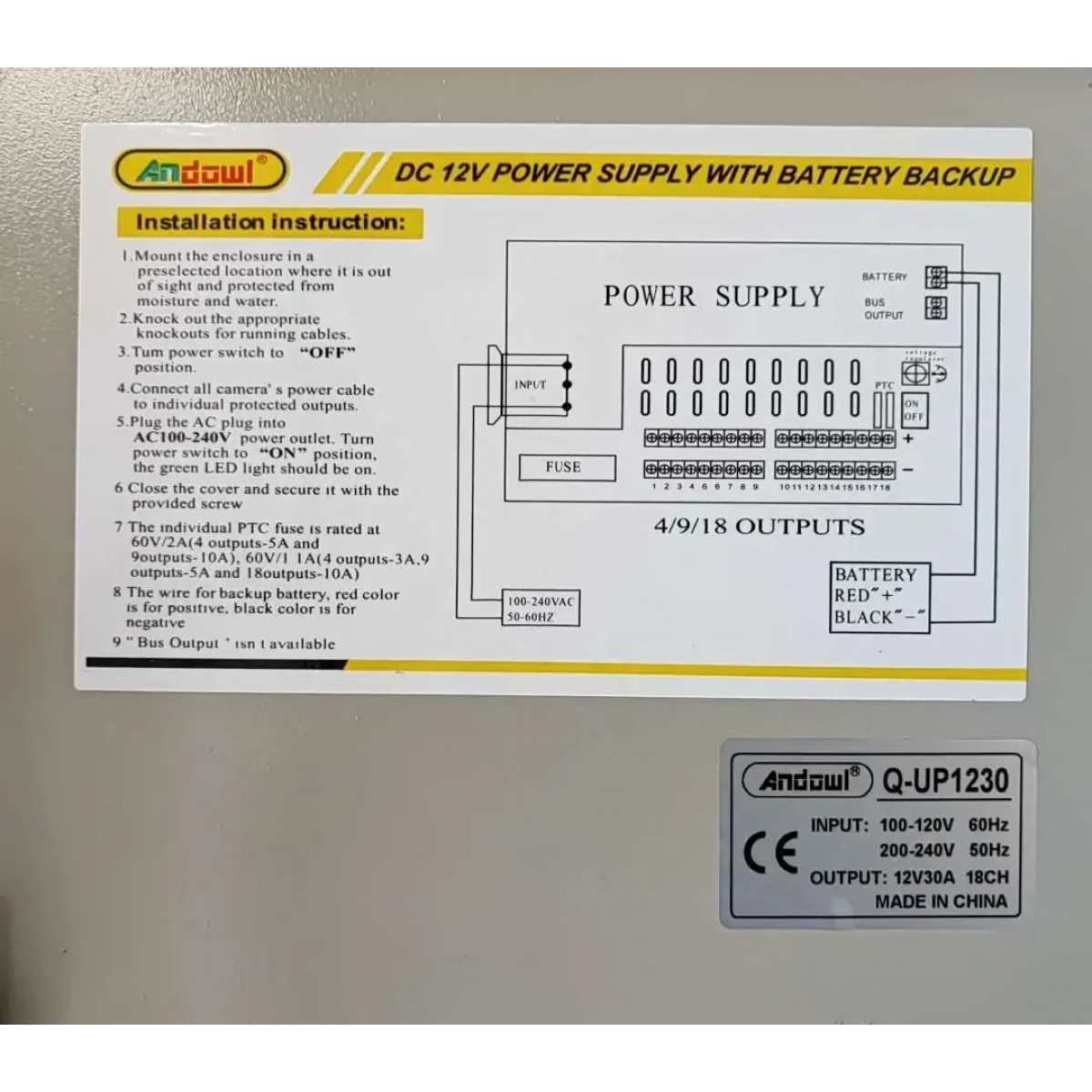 Andowl Power Inverter 12V/30A Q-UP1230