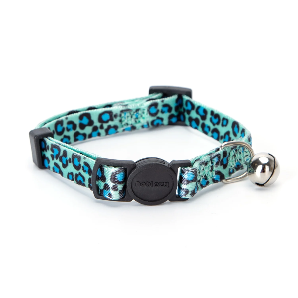 Περιλαίμιο για Γάτες με Καμπανάκι και Leopard Print W1.0*L20-30cm Γαλάζιο
