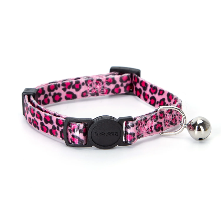 Περιλαίμιο για Γάτες με Καμπανάκι και Leopard Print W1.0*L20-30cm Ρόζ