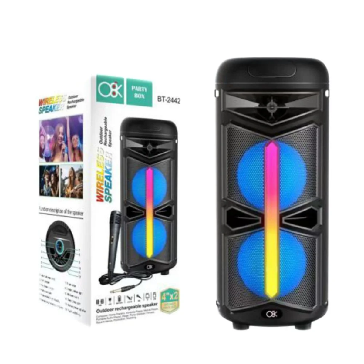 Ηχείο Bluetooth Καραόκε Φορητό με Μικρόφωνο & LED BT-2442