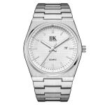 IIK 1380 Ανδρικό Ρολόι Καρπού Quartz Αδιάβροχο Ανοξείδωτο Ασημί/Λευκό