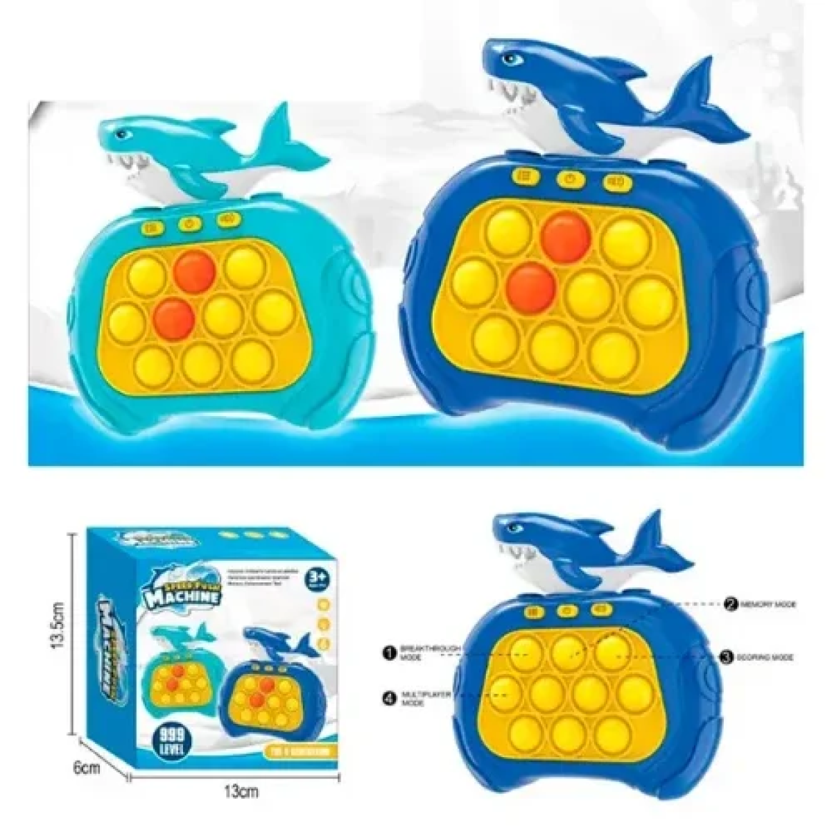 Ηλεκτρονικό Παιχνίδι Pop It Push Squid Game 999 Καρχαρίας Μπλε