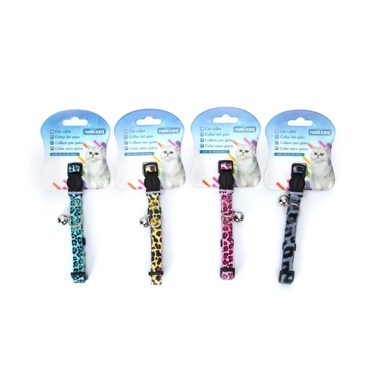 Περιλαίμιο για Γάτες με Καμπανάκι και Leopard Print W1.0*L20-30cm Ρόζ