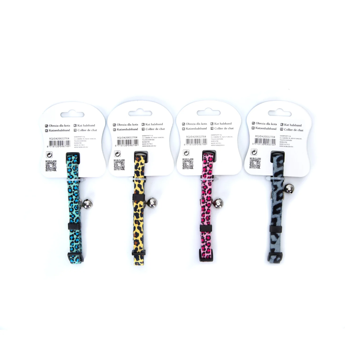 Περιλαίμιο για Γάτες με Καμπανάκι και Leopard Print W1.0*L20-30cm Ρόζ