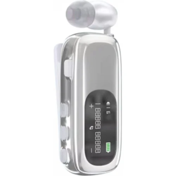 K75 In-ear Bluetooth Handsfree Ακουστικό Πέτου Ασημί