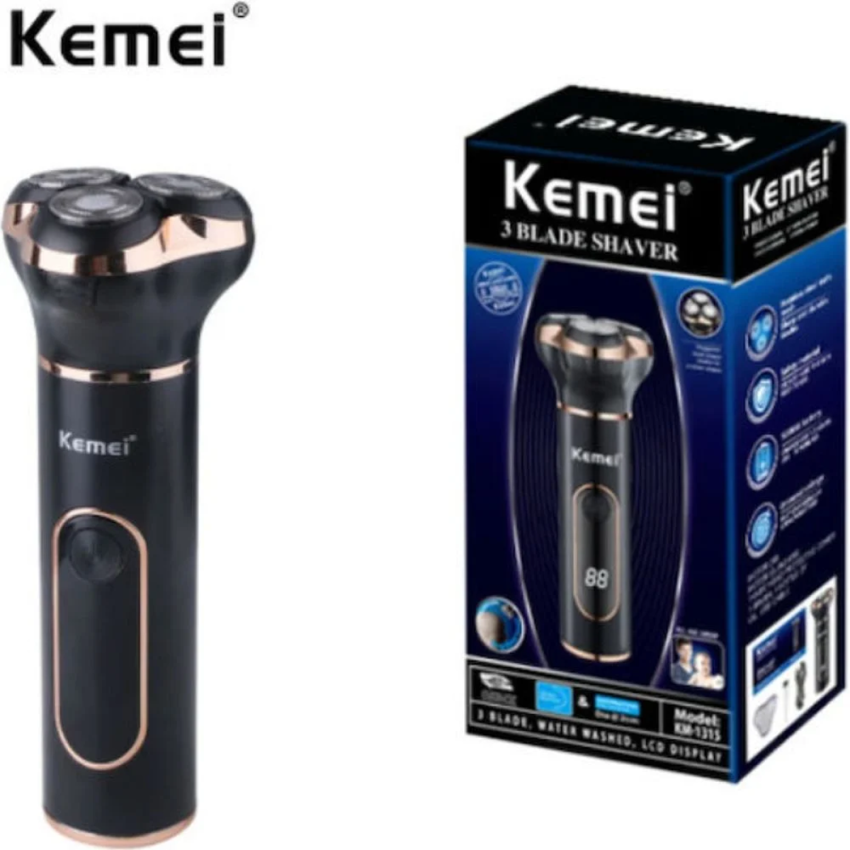 Kemei KM-1315 Ξυριστική Μηχανή Προσώπου Επαναφορτιζόμενη