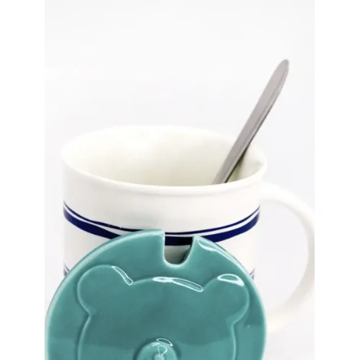 Κεραμική Κούπα 350ml με Καπάκι & Κουτάλι Love Bear