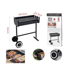 KMT Style Φορητή Ψησταριά Κάρβουνου για BBQ με Ροδάκια 59.5×24.5εκ. Μαύρη