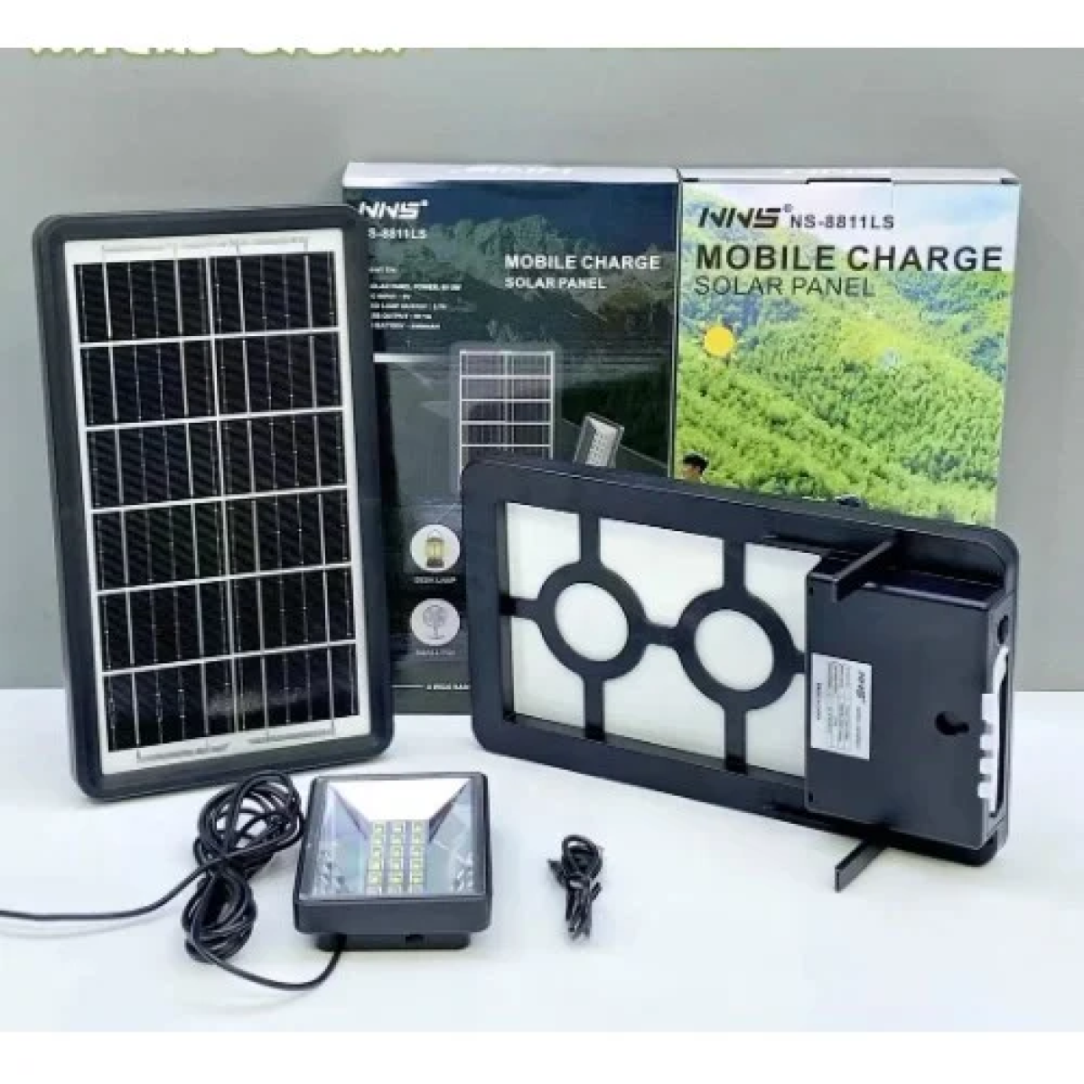 NS-8833SL Ηλιακό Σύστημα Φόρτισης με Πάνελ 6V 5W 2400mah & LED Φως Έκτακτης Ανάγκης DC 3,7V/ USB 5V
